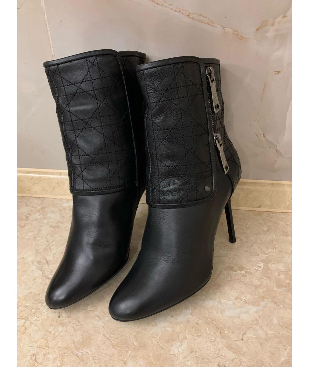 CHRISTIAN DIOR Черные кожаные ботильоны, фото 9