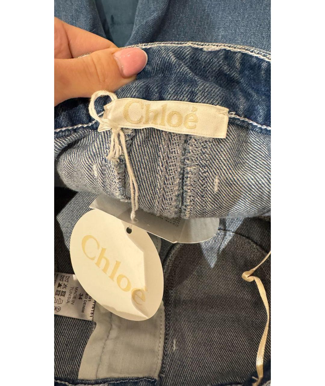 CHLOE Синие хлопковые джинсы клеш, фото 4
