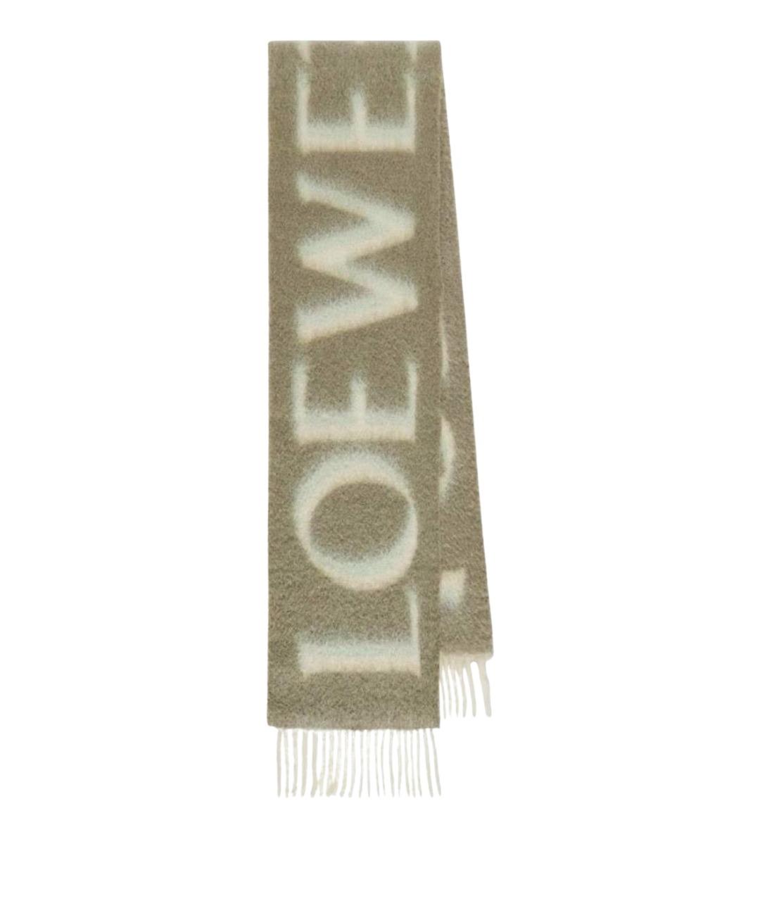LOEWE Серый шерстяной шарф, фото 1