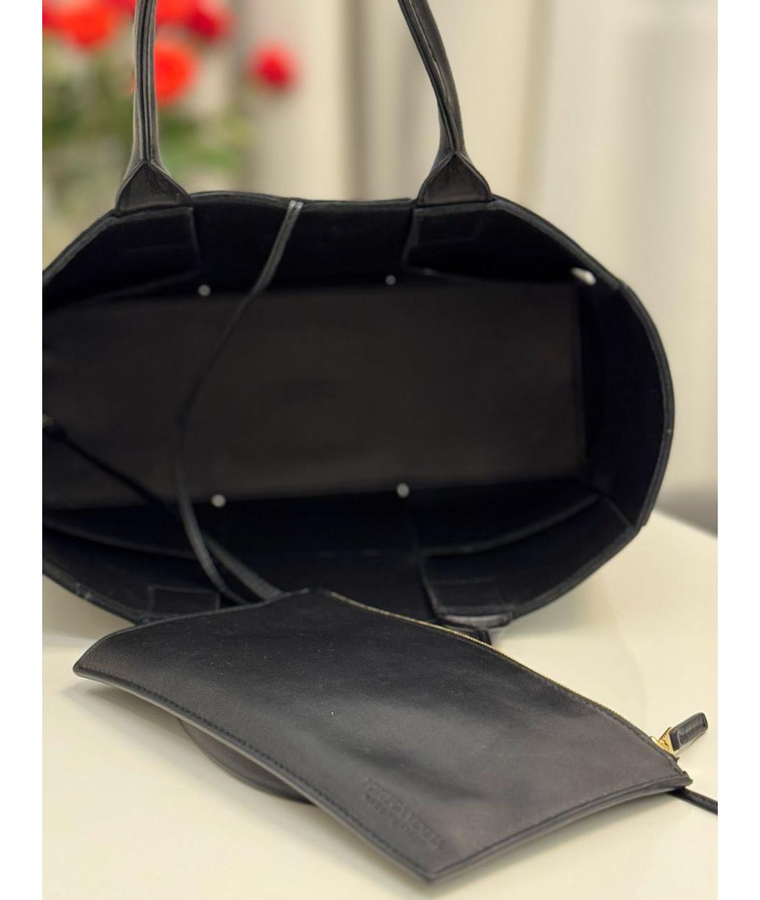 BOTTEGA VENETA Черная кожаная сумка тоут, фото 8