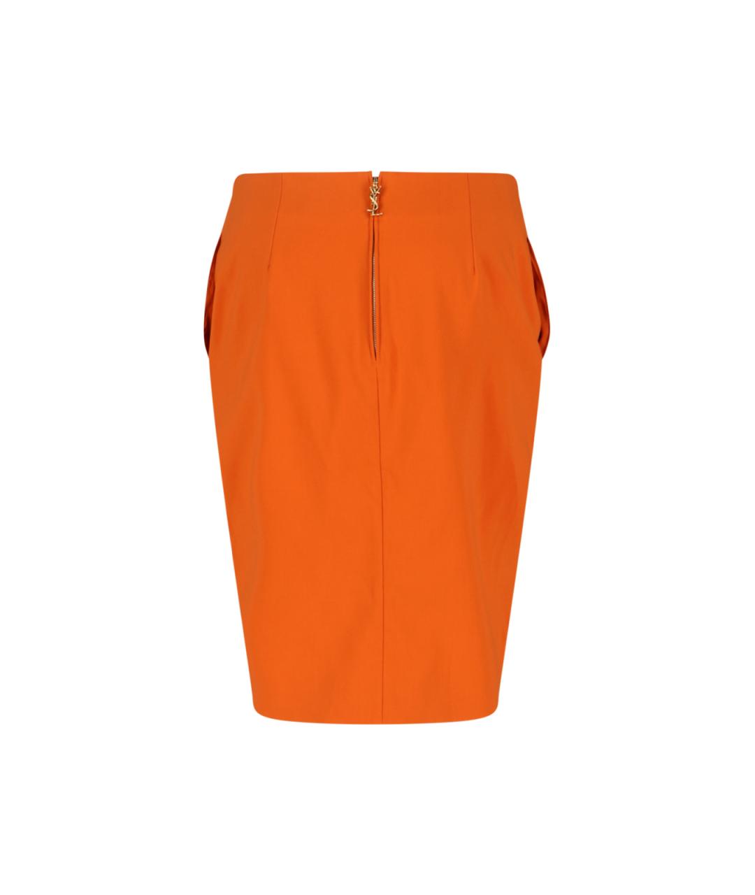 SAINT LAURENT Оранжевая вискозная юбка миди, фото 2