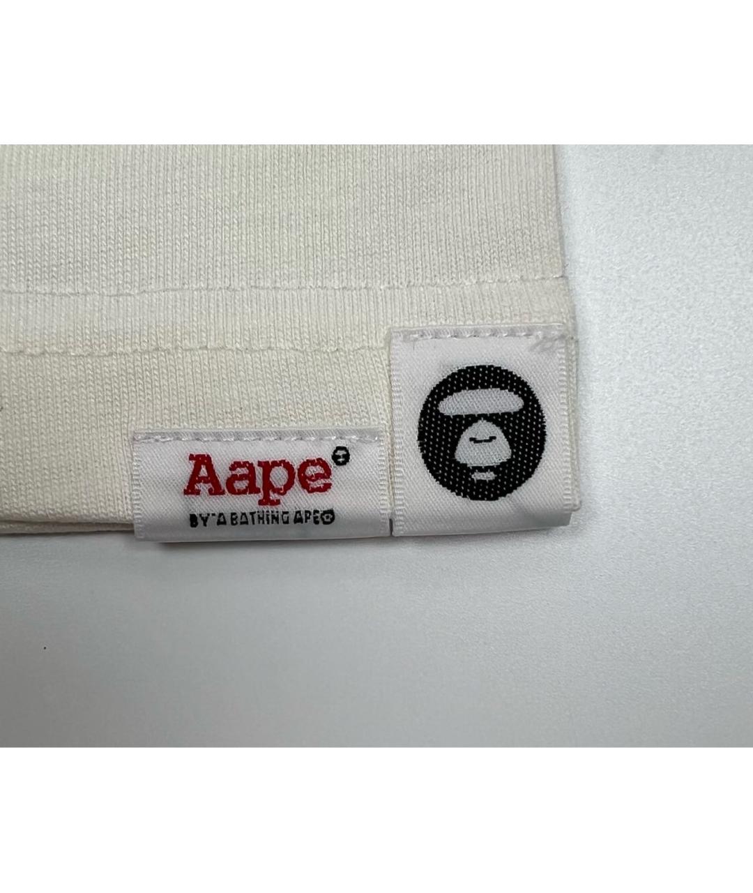 A BATHING APE Бежевая хлопковая футболка, фото 5