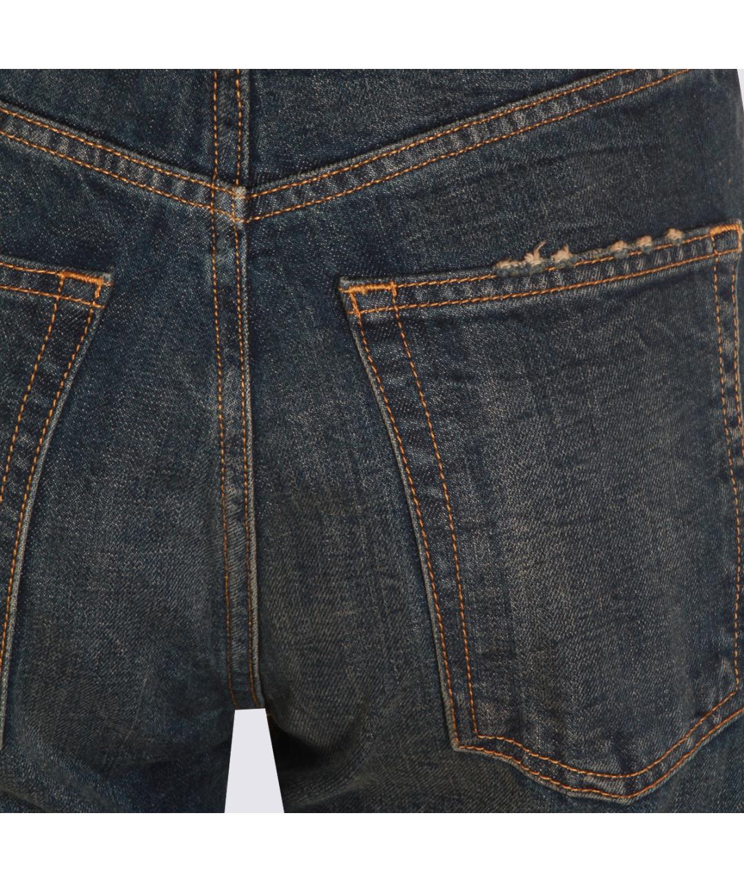MAISON MARGIELA Синие хлопко-полиэстеровые прямые джинсы, фото 4