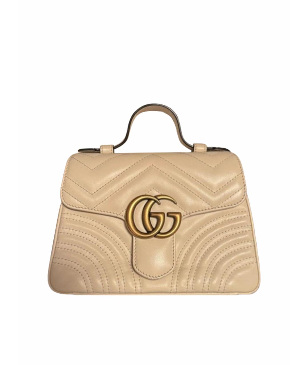 GUCCI Белая кожаная сумка с короткими ручками, фото 1