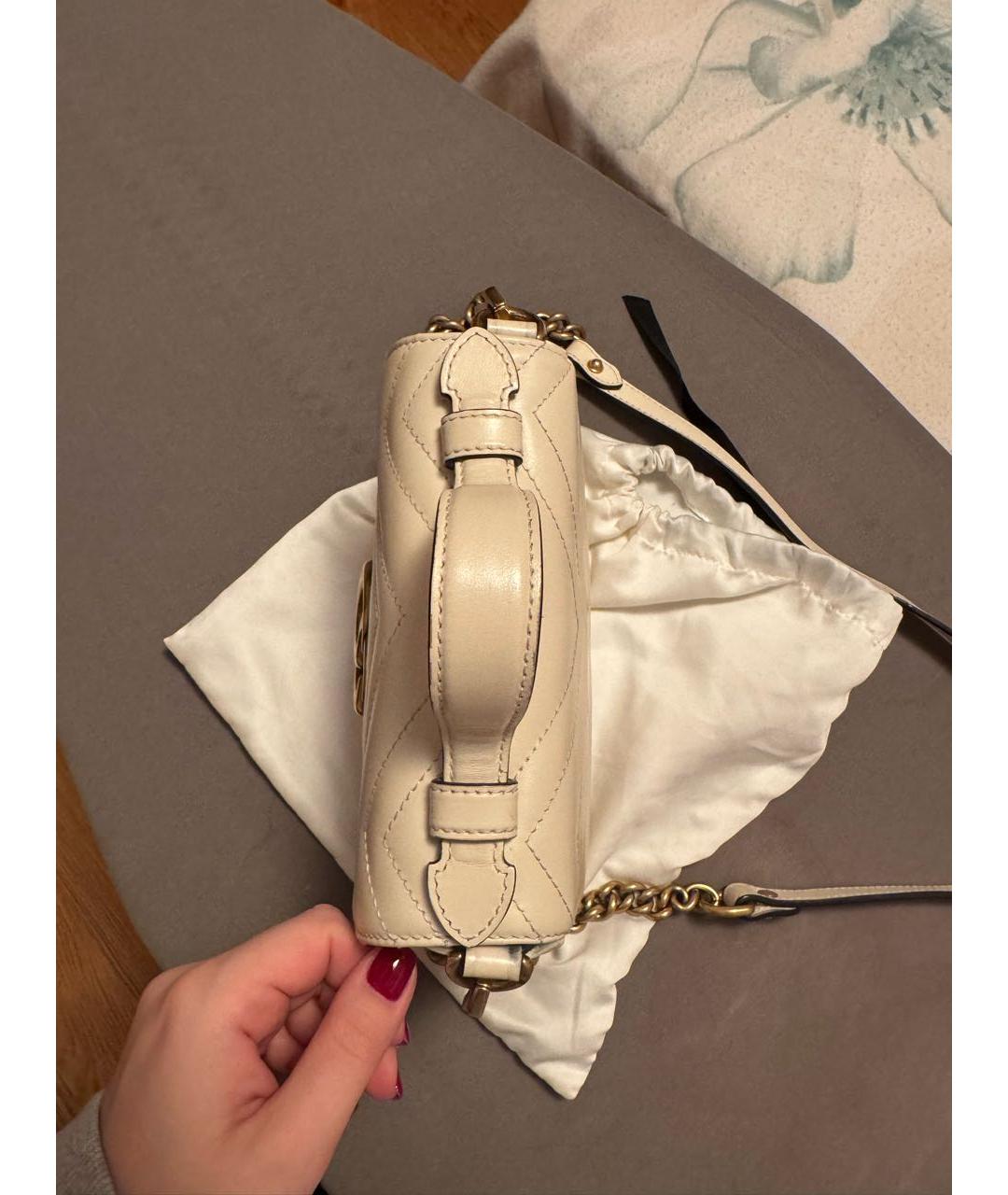 GUCCI Белая кожаная сумка с короткими ручками, фото 4