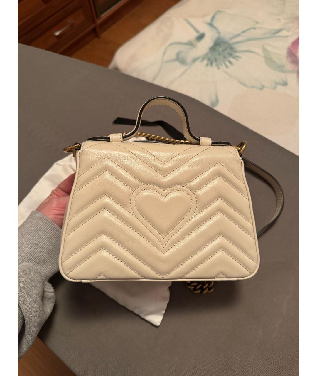 GUCCI Белая кожаная сумка с короткими ручками, фото 3