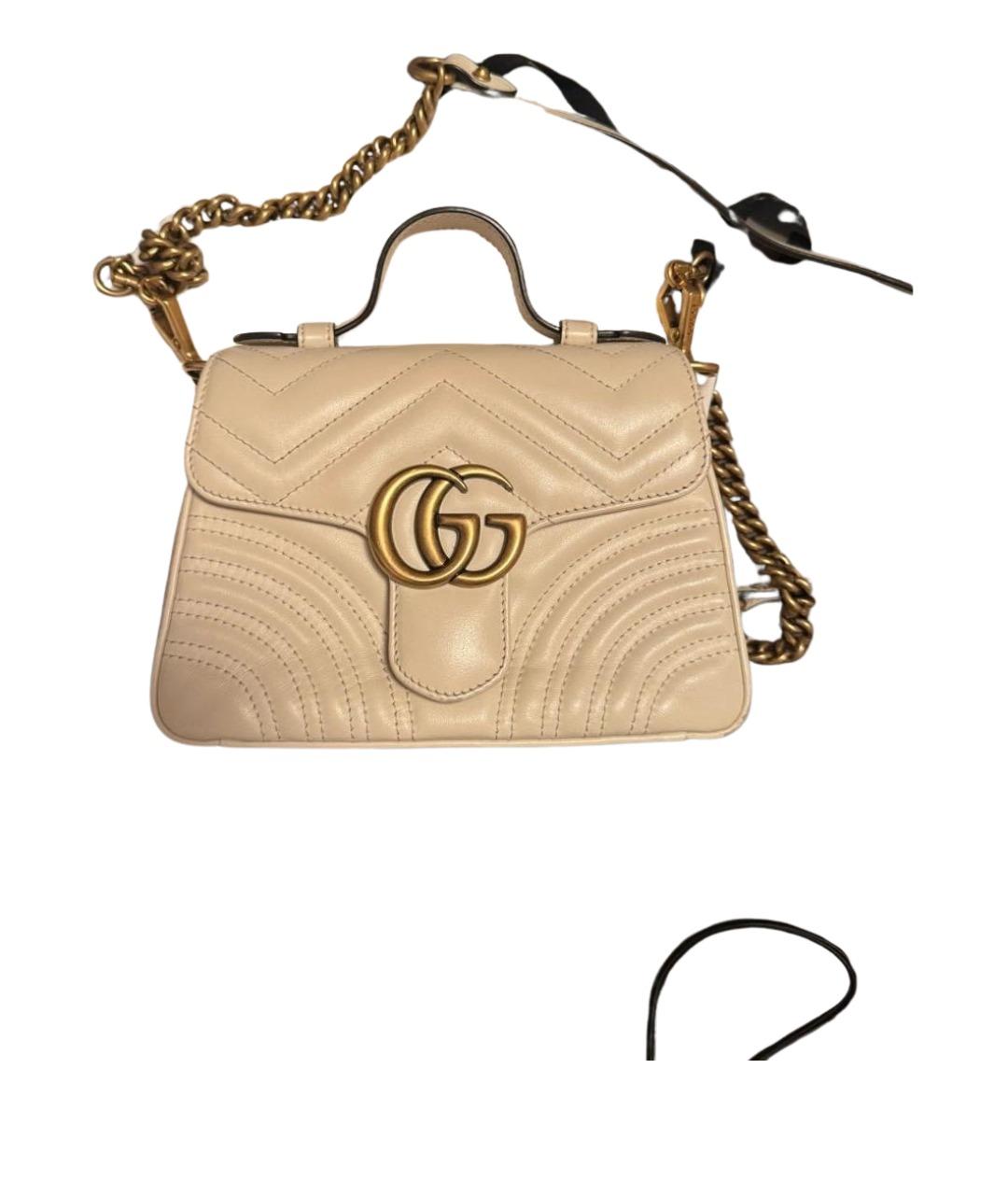 GUCCI Белая кожаная сумка с короткими ручками, фото 9