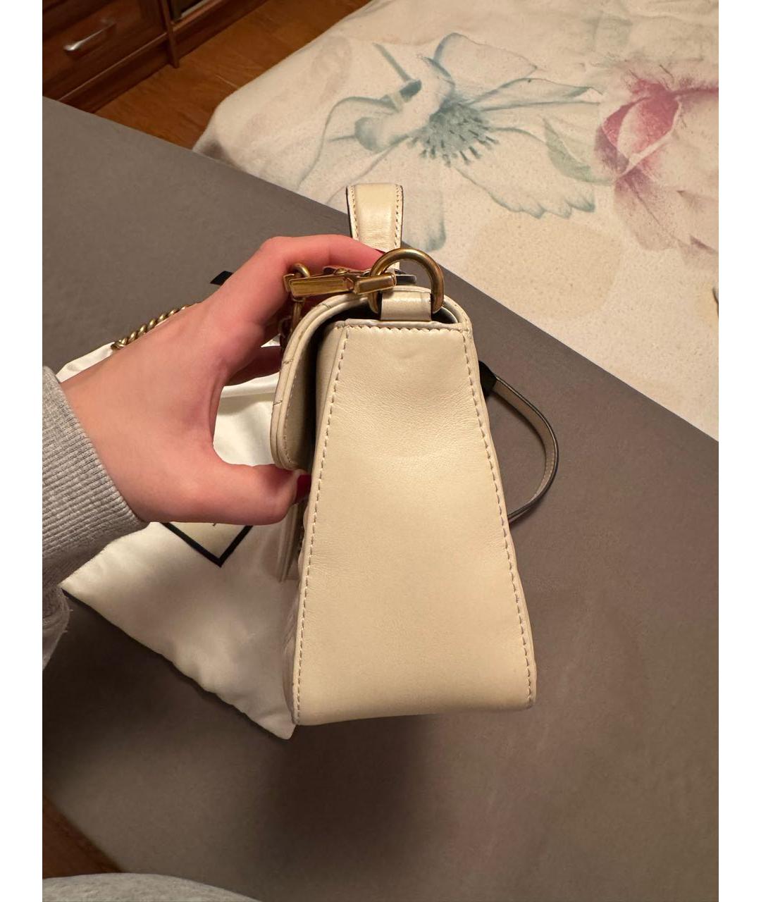 GUCCI Белая кожаная сумка с короткими ручками, фото 7