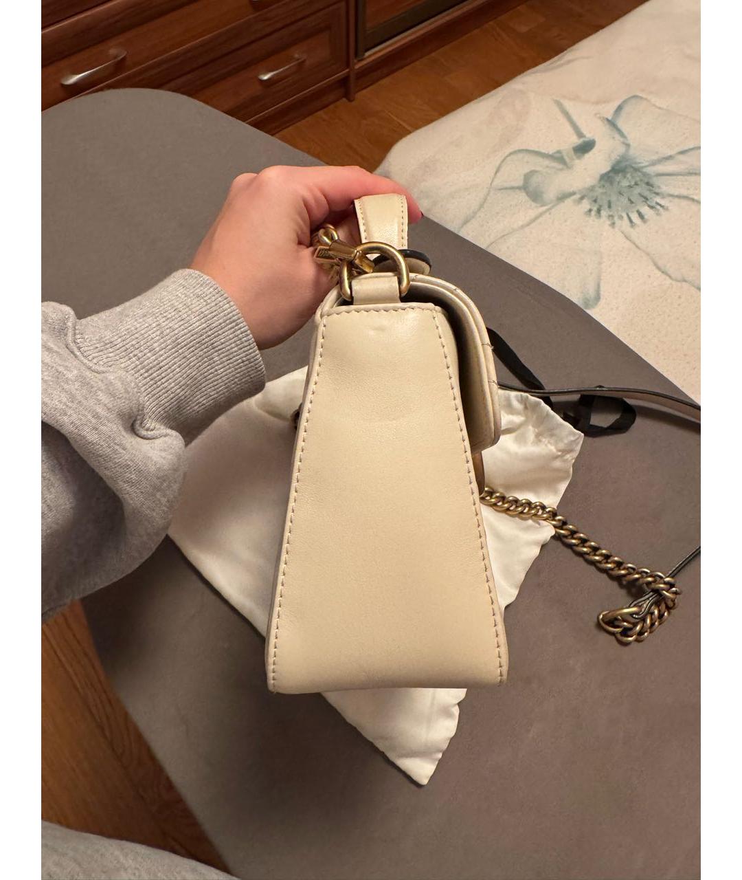 GUCCI Белая кожаная сумка с короткими ручками, фото 5