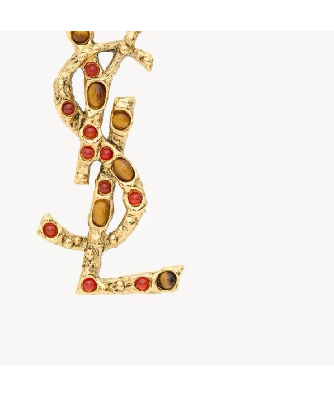 SAINT LAURENT Оранжевая латунная брошь, фото 2