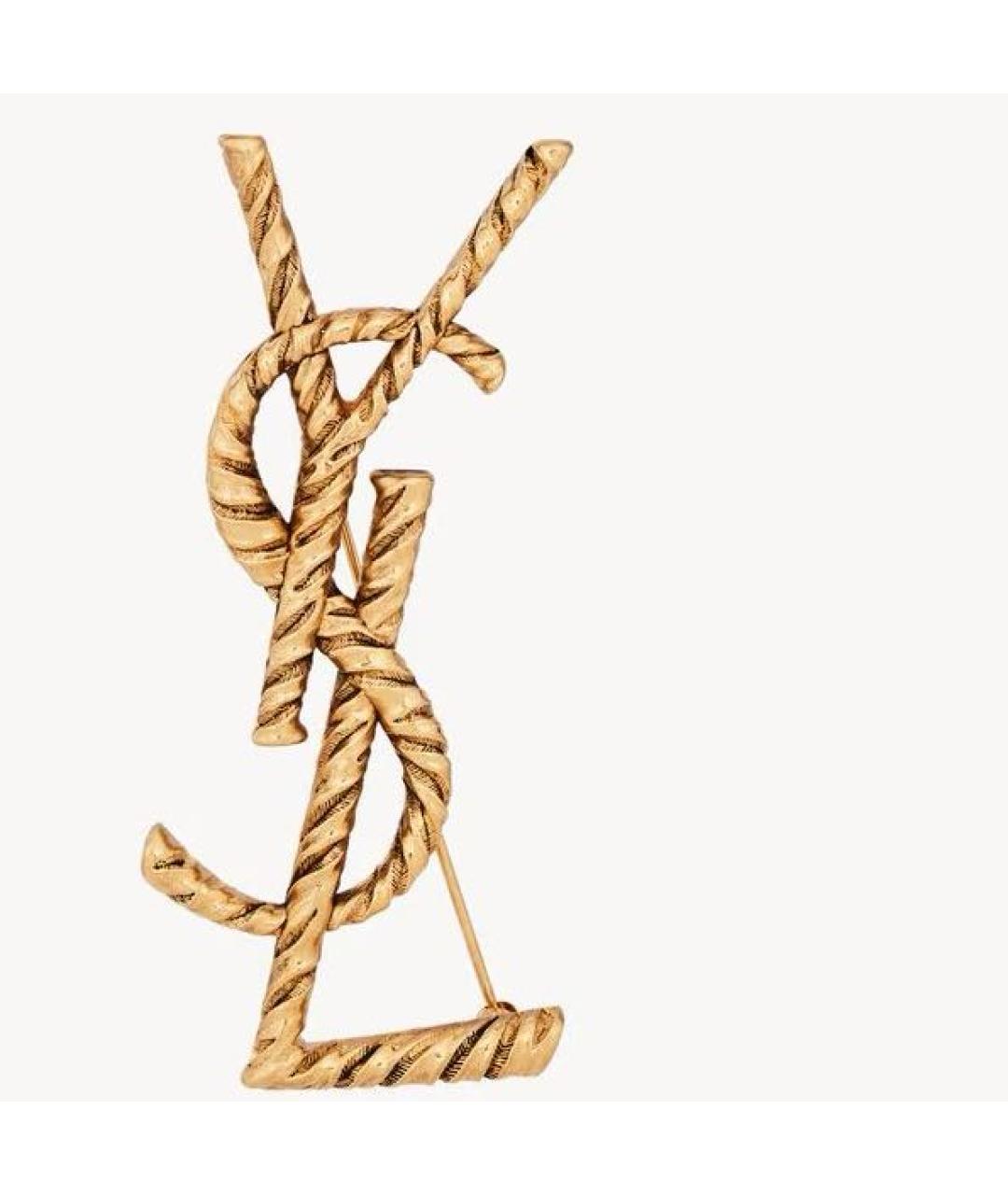 SAINT LAURENT Желтая латунная брошь, фото 2