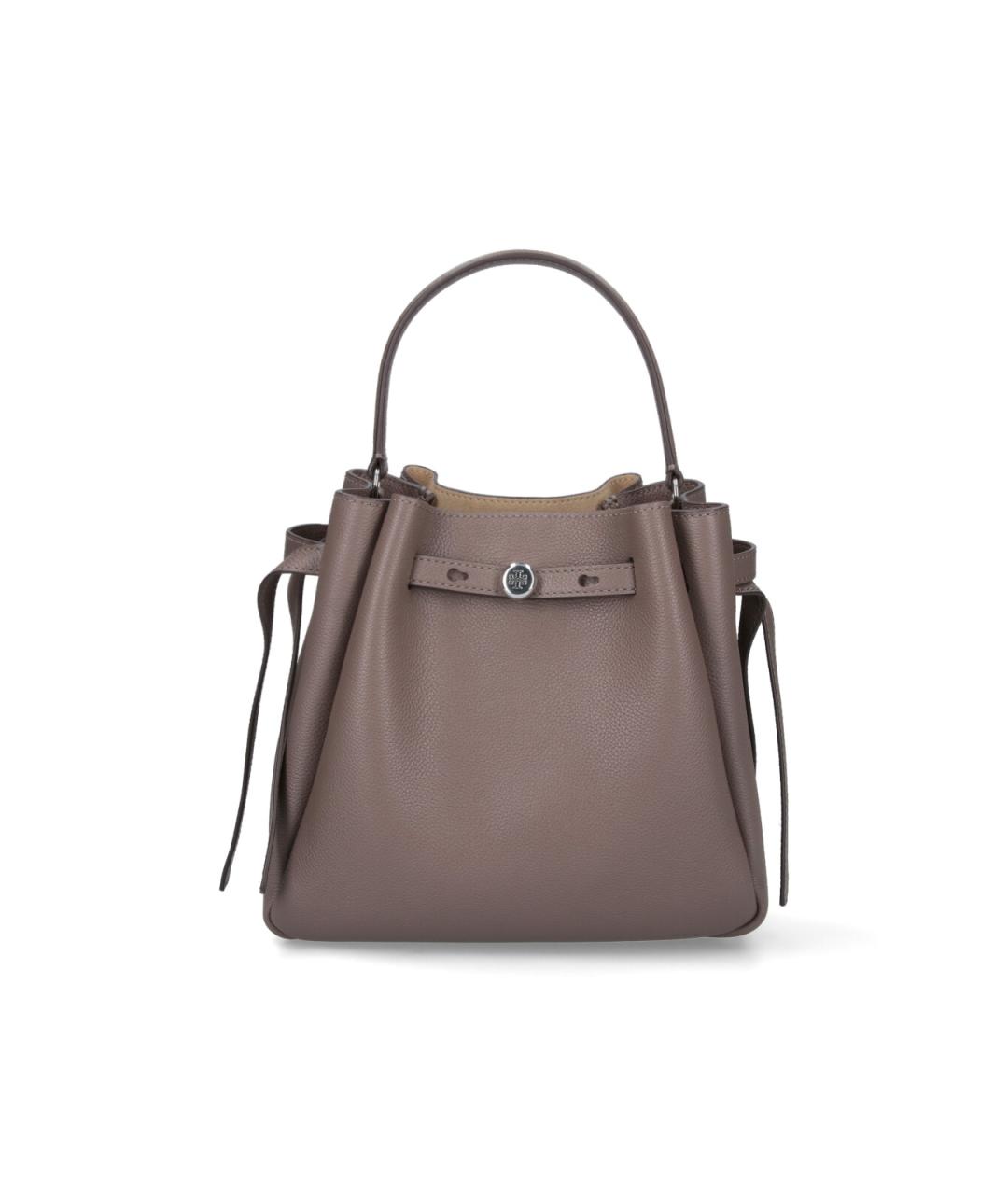 TORY BURCH Коричневая кожаная сумка с короткими ручками, фото 1