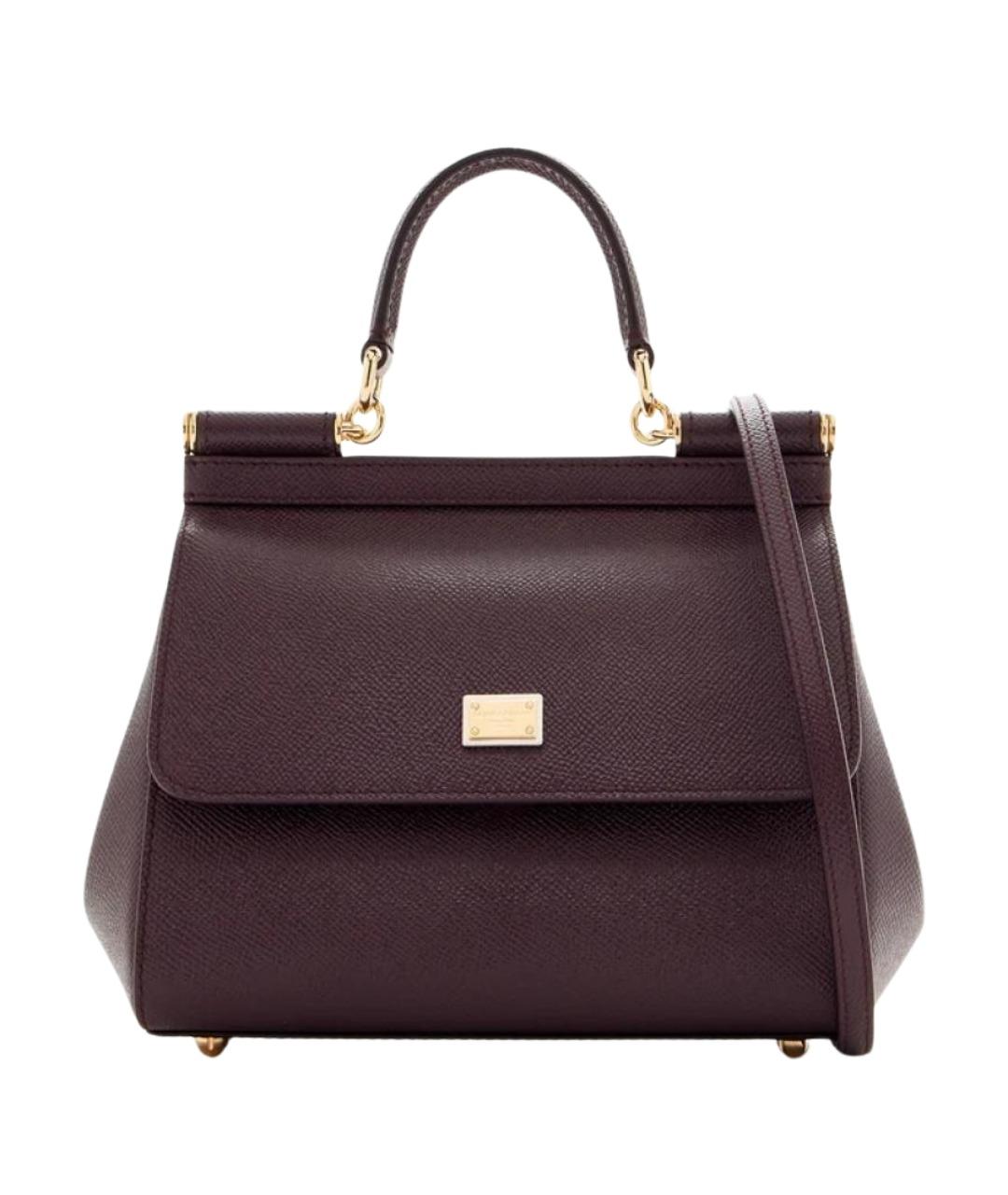 DOLCE&GABBANA Бордовая кожаная сумка с короткими ручками, фото 1