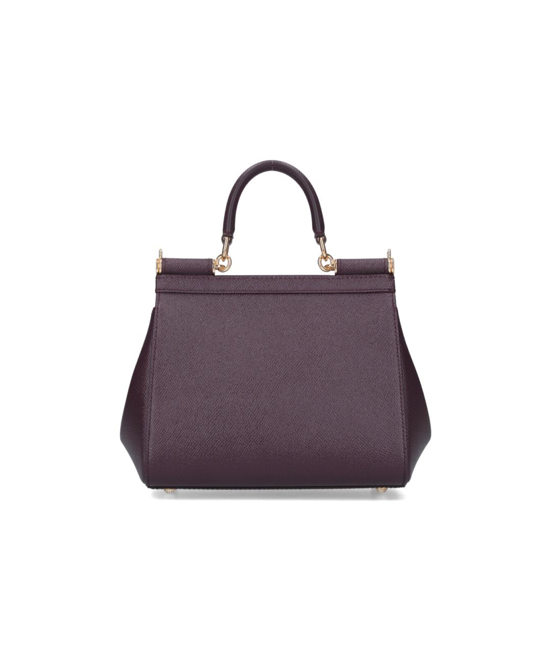 DOLCE&GABBANA Бордовая кожаная сумка с короткими ручками, фото 2