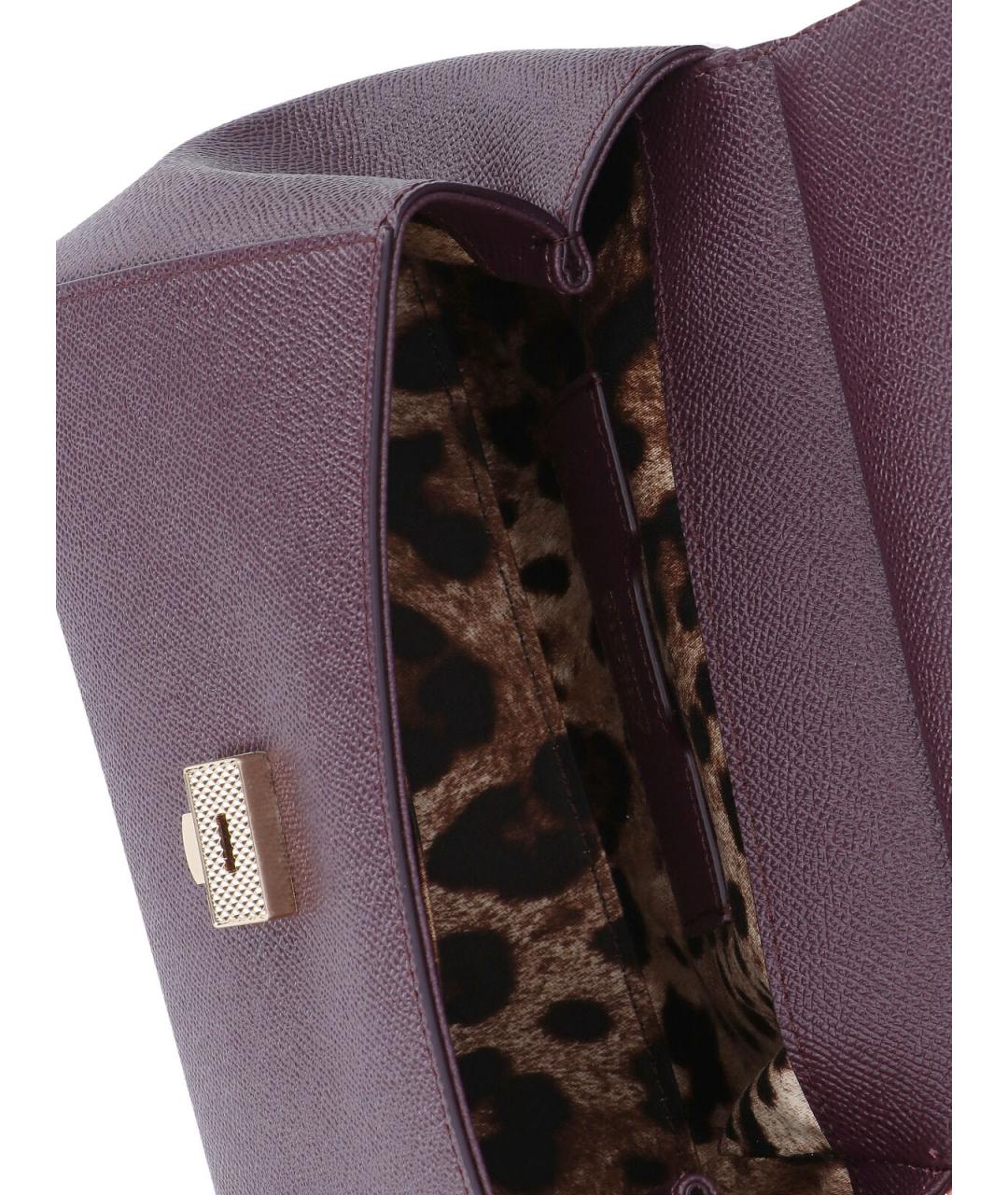 DOLCE&GABBANA Бордовая кожаная сумка с короткими ручками, фото 3