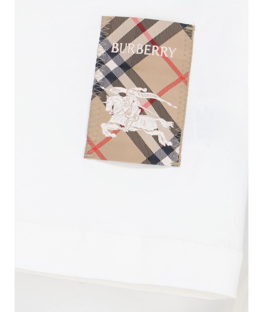 BURBERRY Белая хлопковая футболка, фото 3