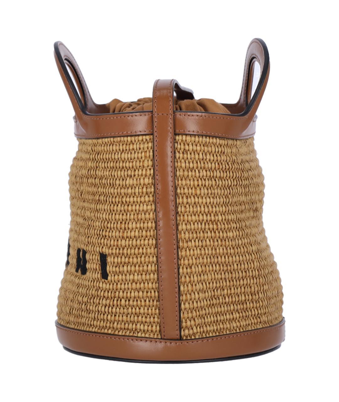 MARNI Бежевая пелетеная сумка с короткими ручками, фото 5