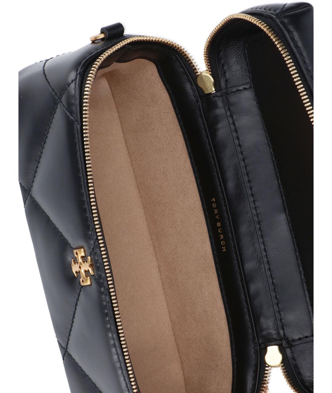 TORY BURCH Черная кожаная сумка с короткими ручками, фото 4