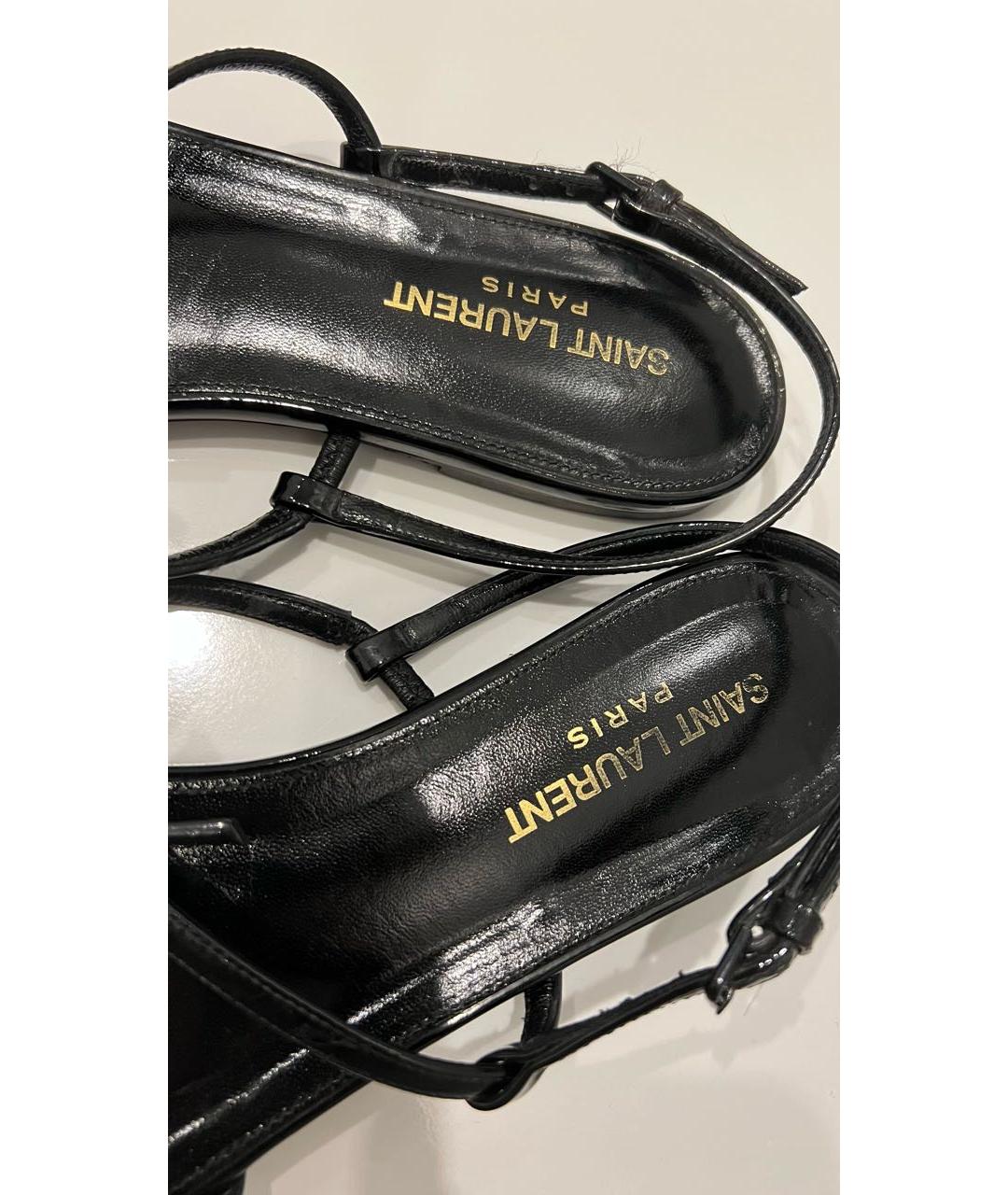 SAINT LAURENT Черные сандалии из лакированной кожи, фото 5