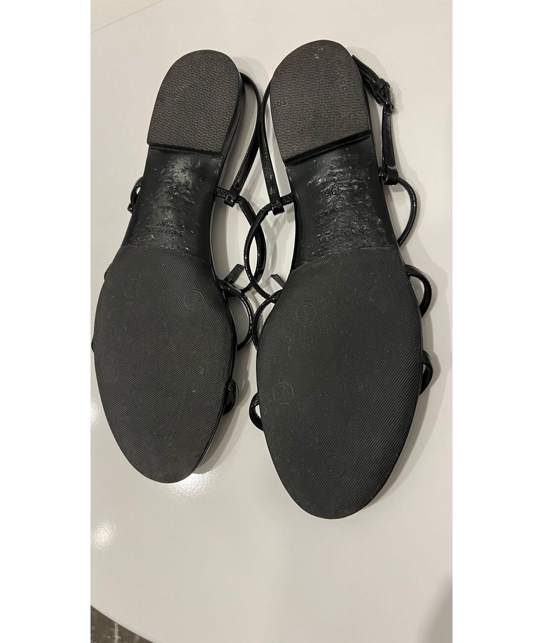 SAINT LAURENT Черные сандалии из лакированной кожи, фото 7