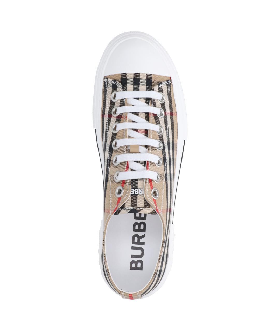 BURBERRY Бежевые текстильные низкие кроссовки / кеды, фото 5