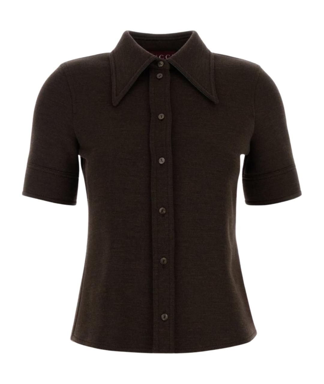 GUCCI Коричневая шерстяная рубашка, фото 1