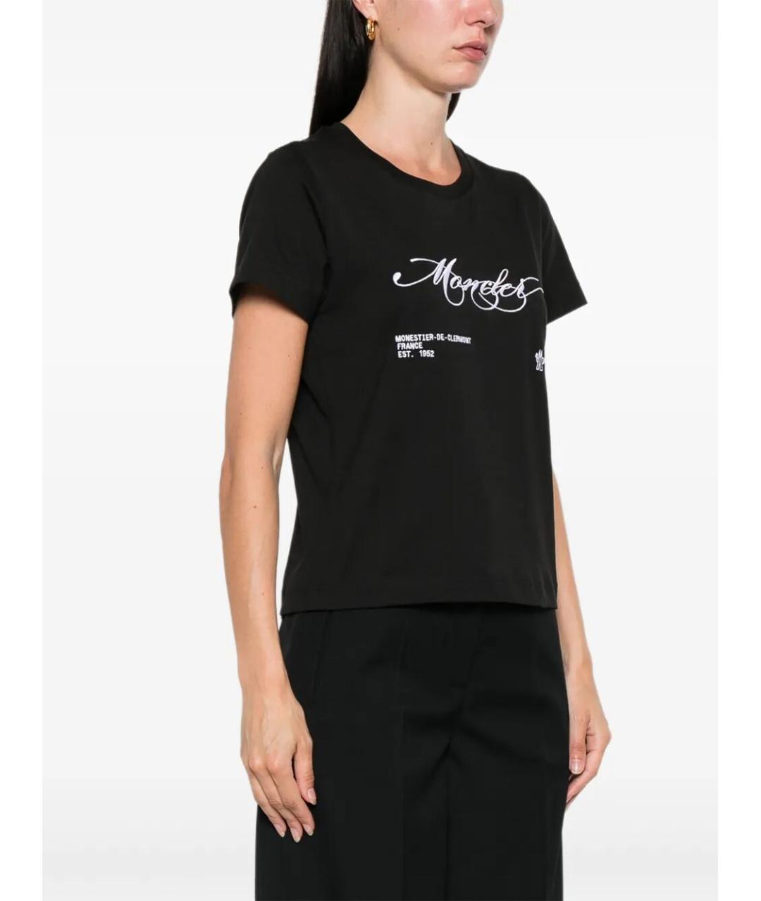 MONCLER Черная хлопковая футболка, фото 5