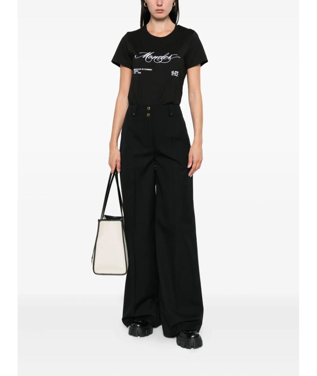 MONCLER Черная хлопковая футболка, фото 2