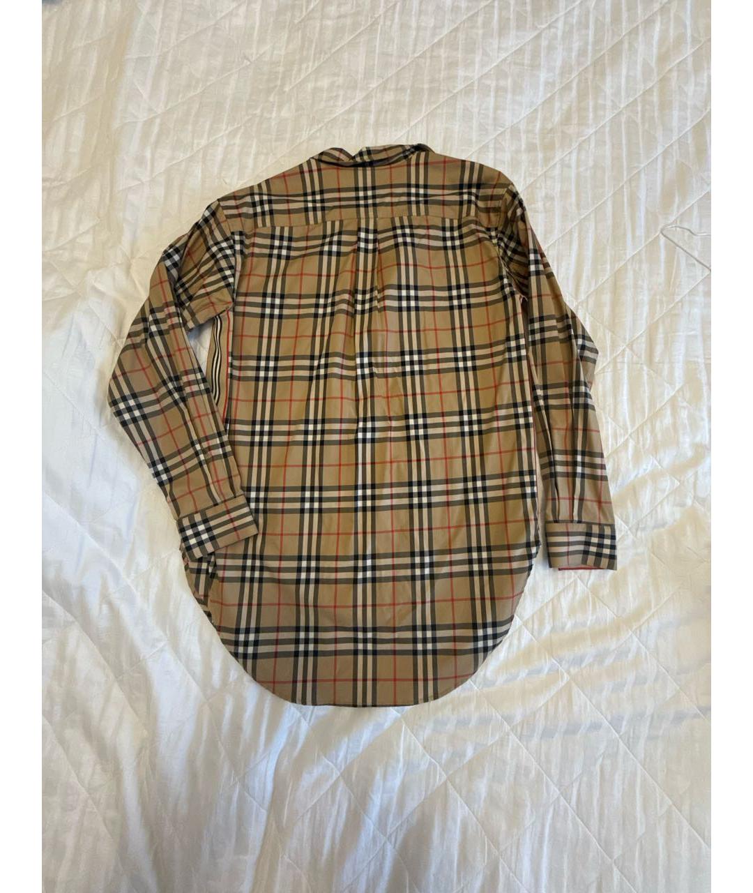 BURBERRY Коричневая хлопко-эластановая рубашка, фото 2