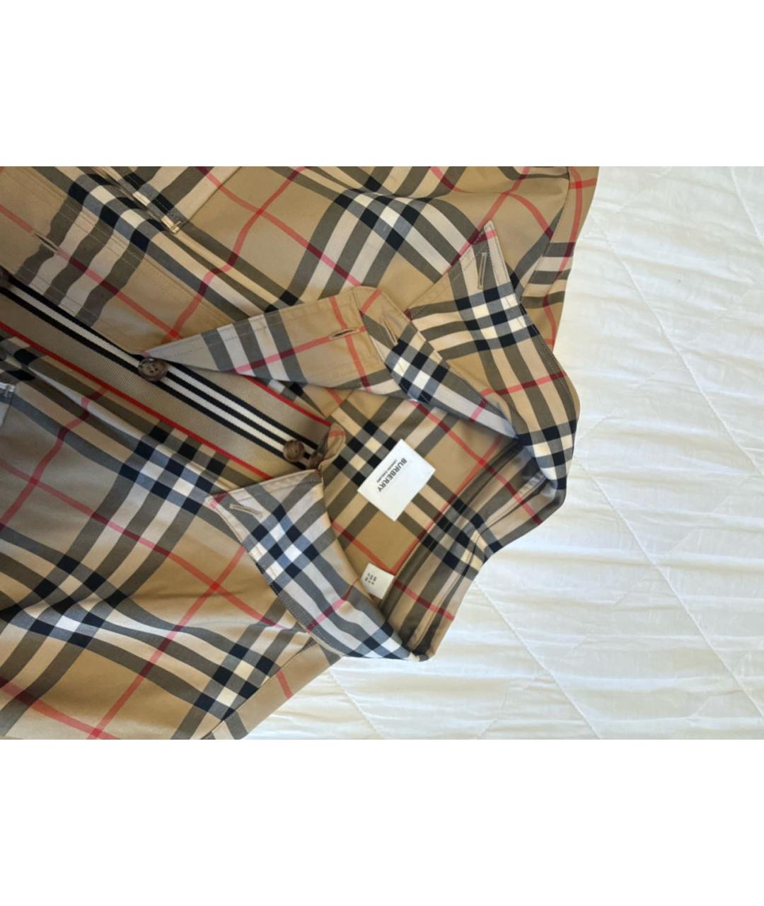 BURBERRY Коричневая хлопко-эластановая рубашка, фото 5