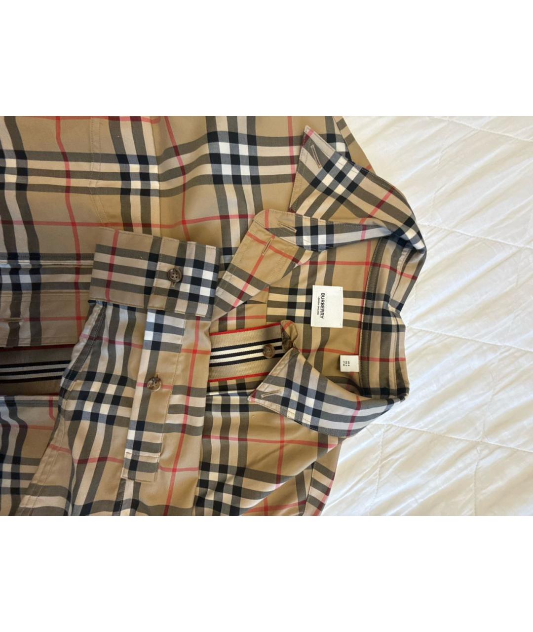 BURBERRY Коричневая хлопко-эластановая рубашка, фото 3