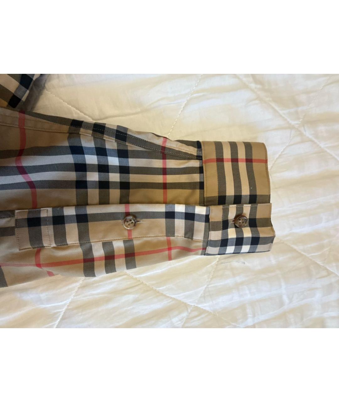 BURBERRY Коричневая хлопко-эластановая рубашка, фото 4