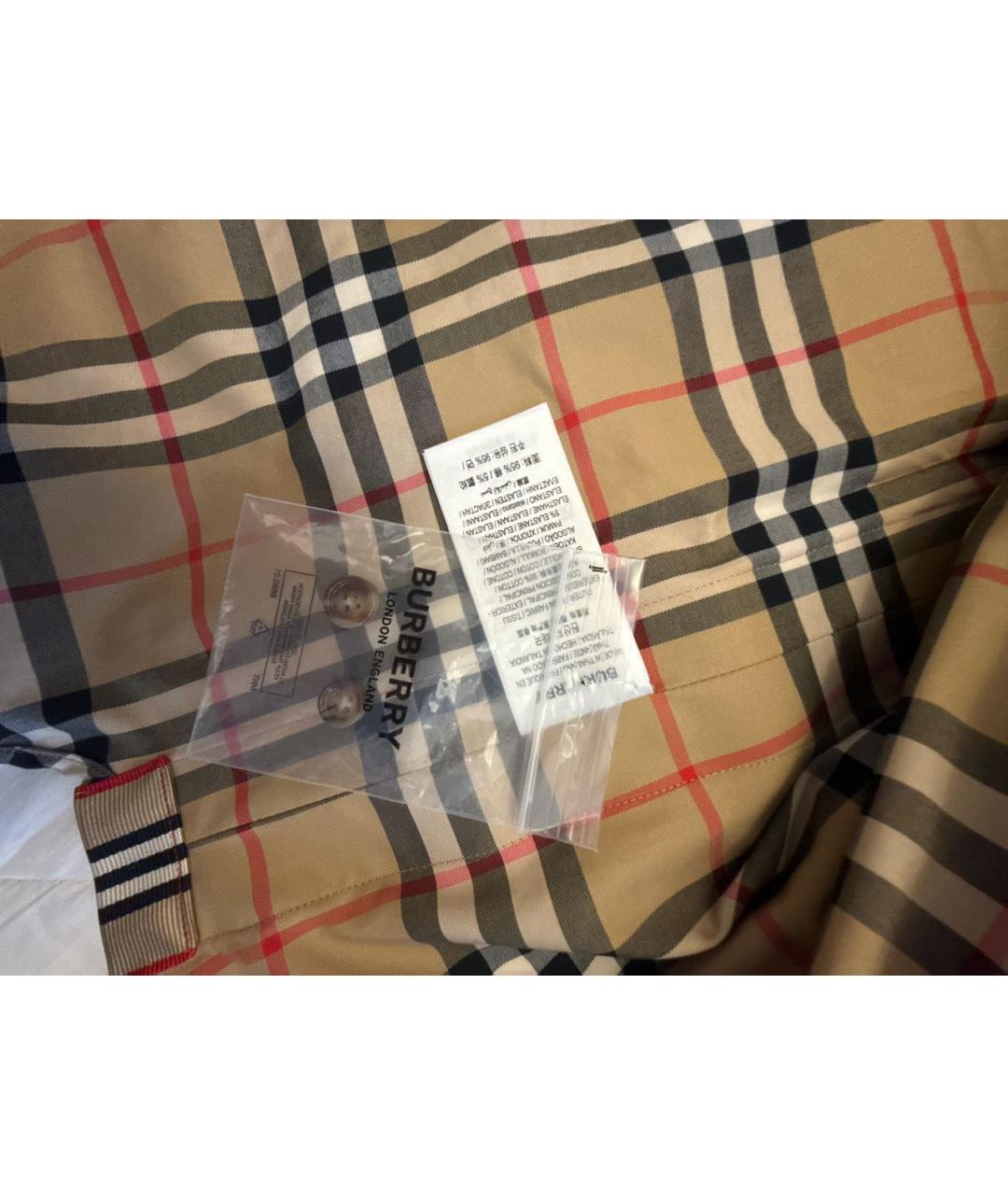 BURBERRY Коричневая хлопко-эластановая рубашка, фото 7