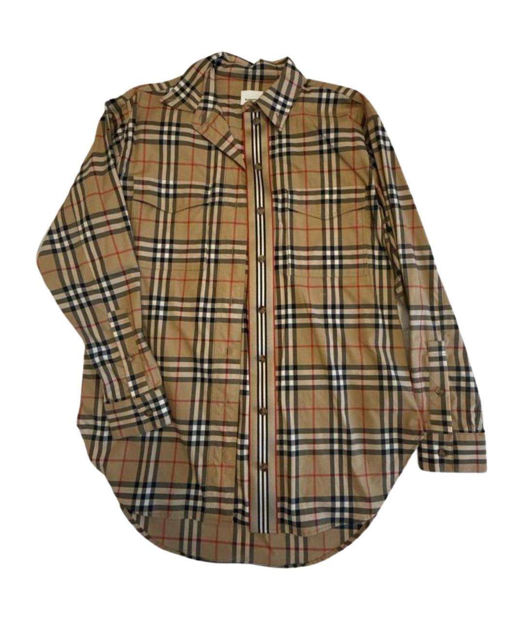 BURBERRY Коричневая хлопко-эластановая рубашка, фото 1