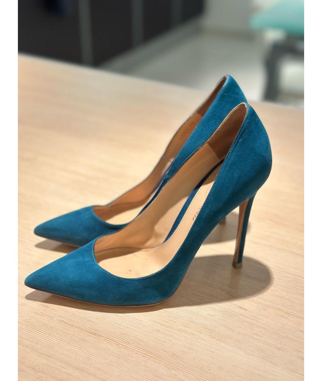 GIANVITO ROSSI Бирюзовые замшевые туфли, фото 5