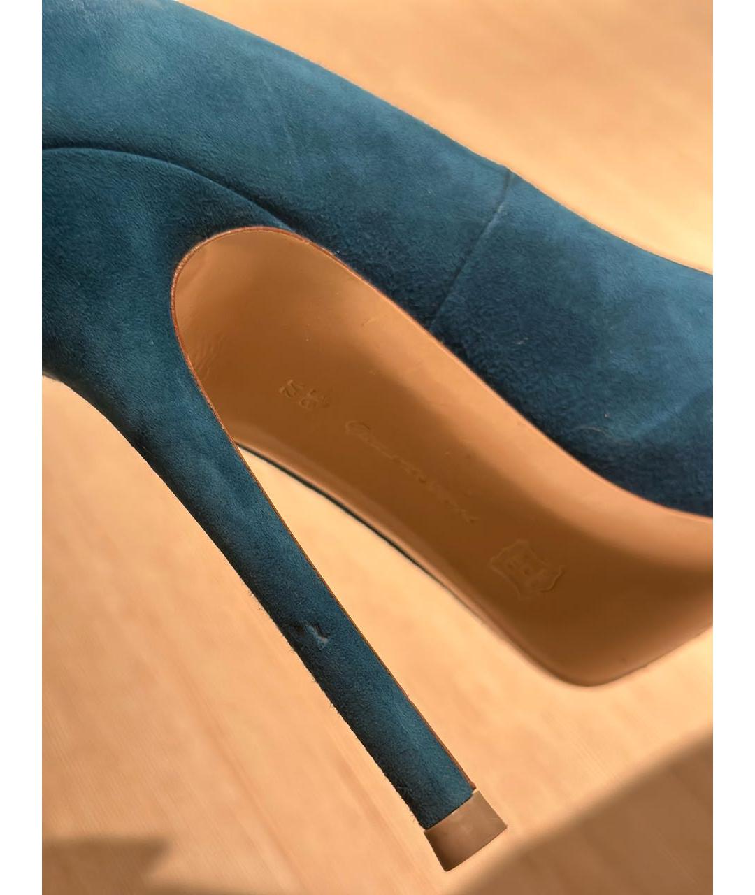 GIANVITO ROSSI Бирюзовые замшевые туфли, фото 4