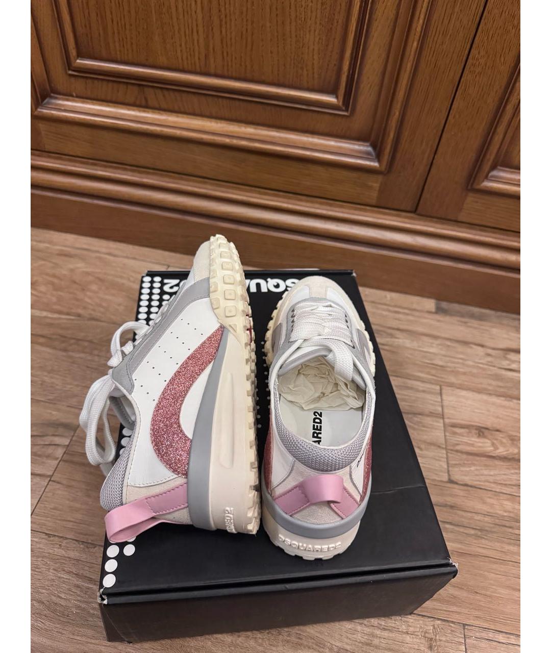 DSQUARED2 Бежевые кожаные кроссовки, фото 3