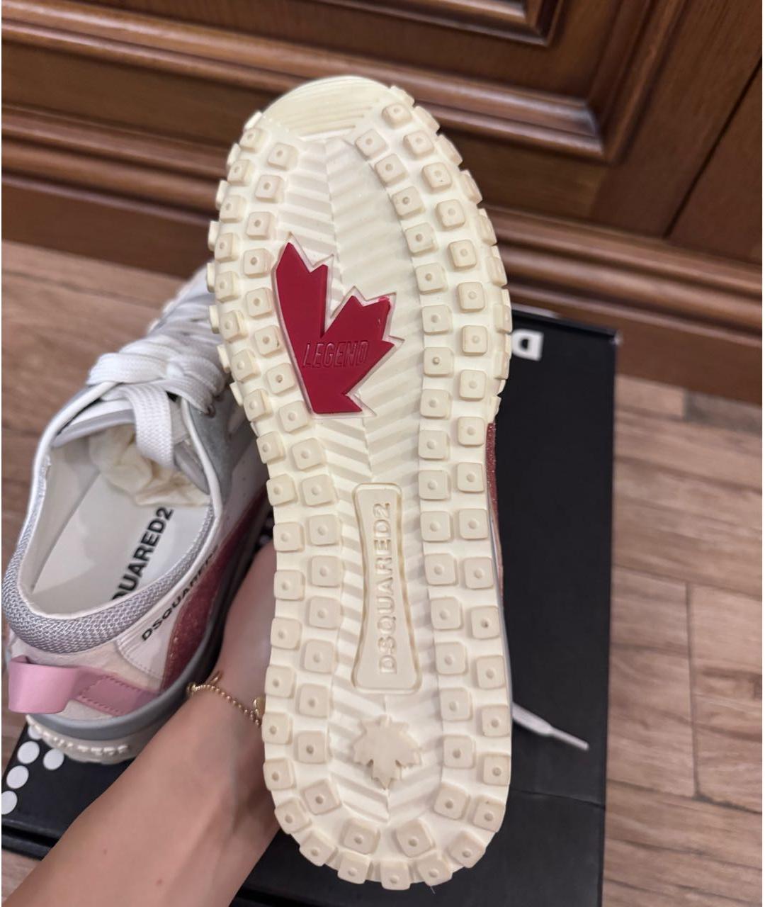 DSQUARED2 Бежевые кожаные кроссовки, фото 4