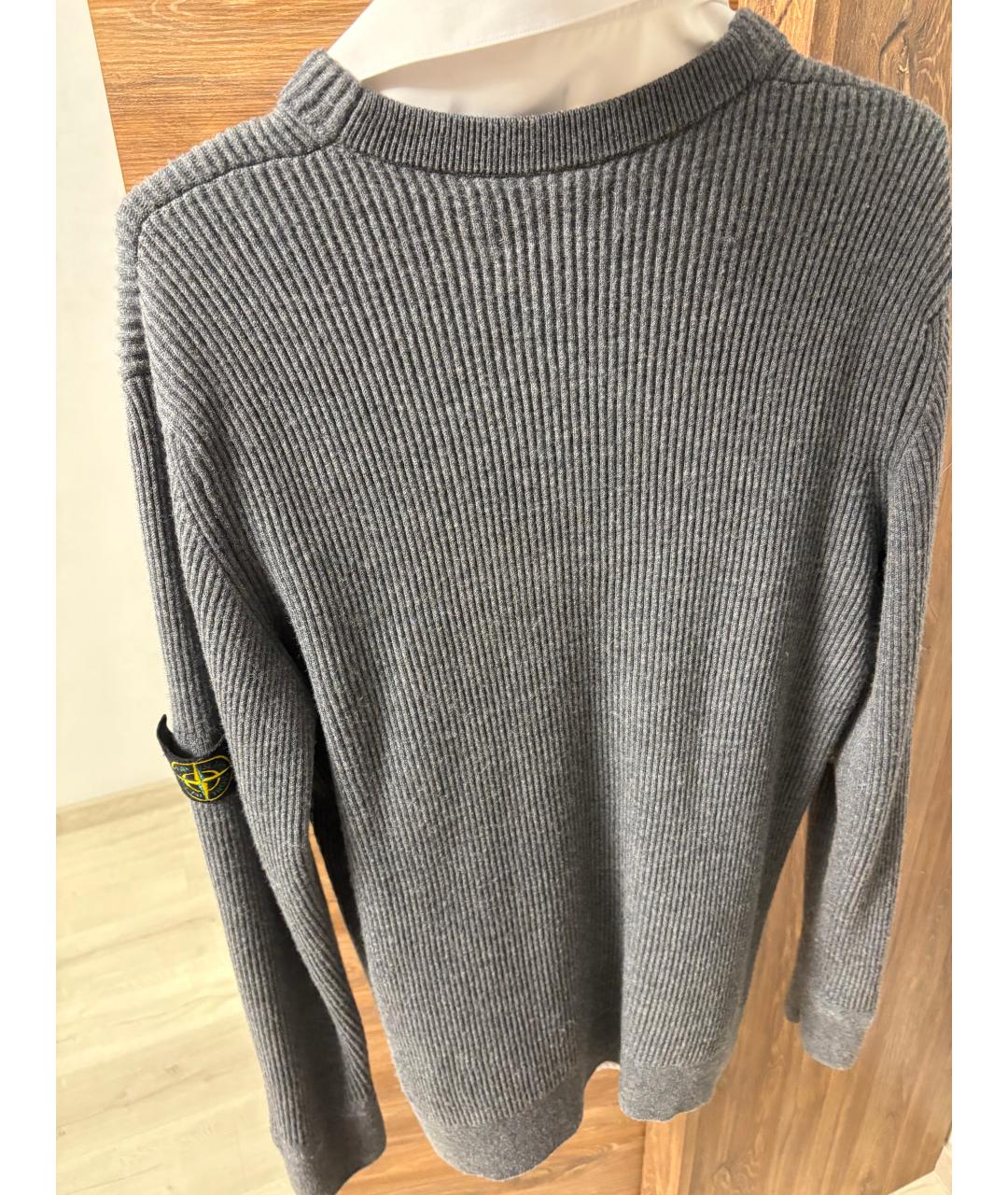 STONE ISLAND Серый хлопковый джемпер / свитер, фото 5