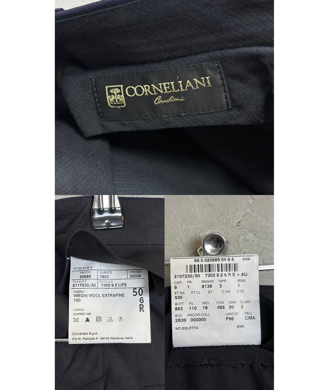 CORNELIANI Темно-синие шерстяные классические брюки, фото 8