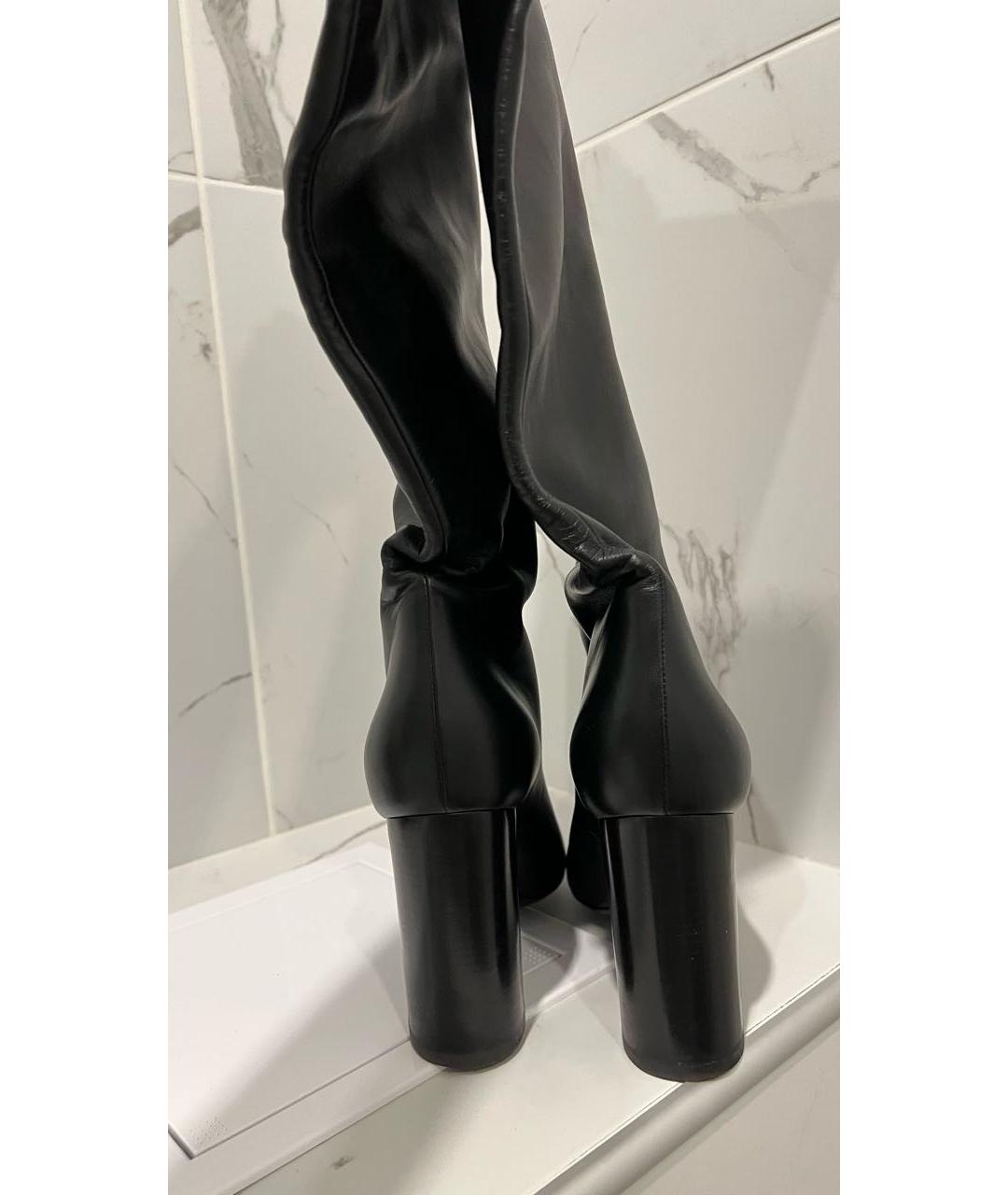SAINT LAURENT Черные кожаные сапоги, фото 4