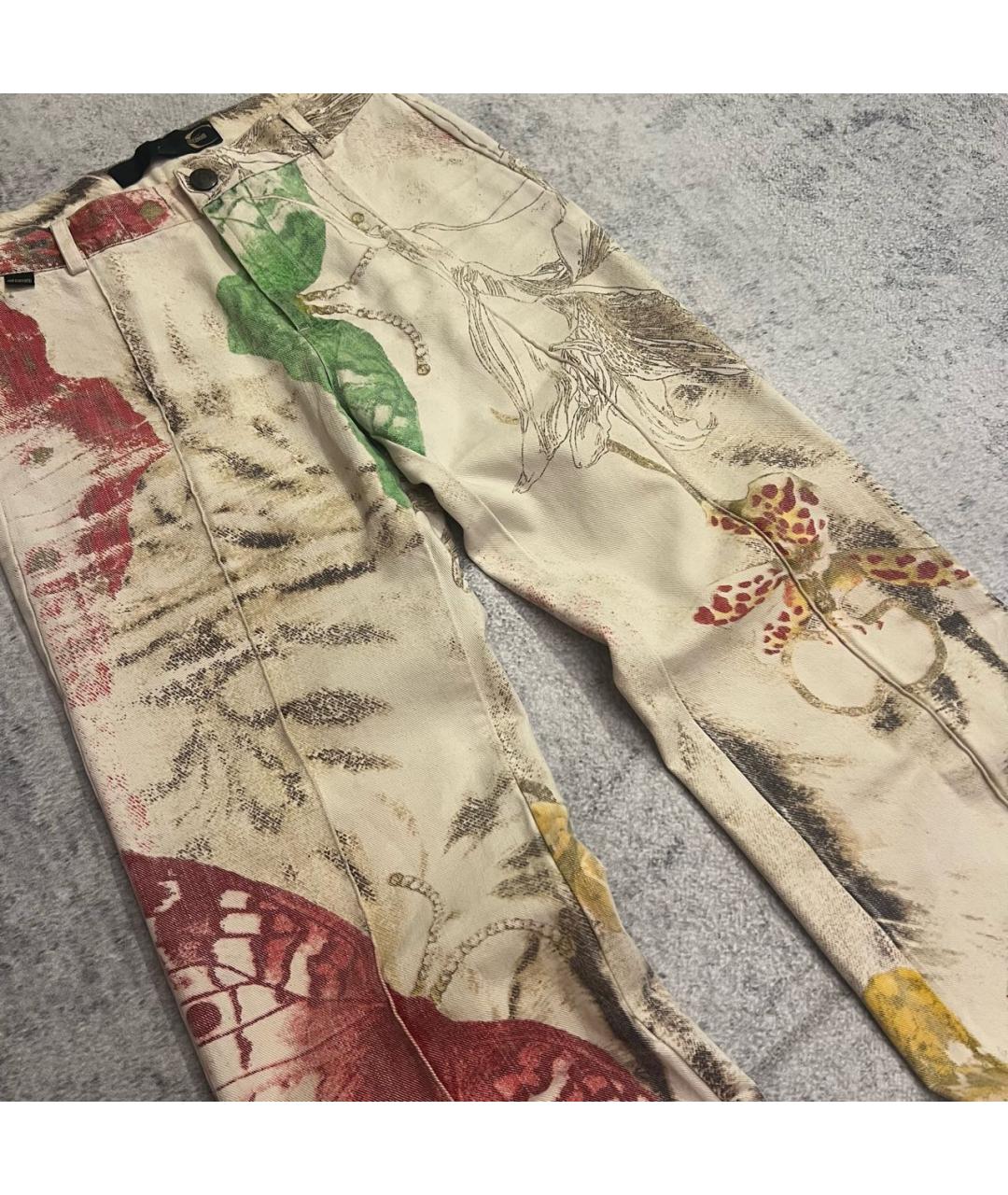 JUST CAVALLI Бежевые хлопковые прямые джинсы, фото 3