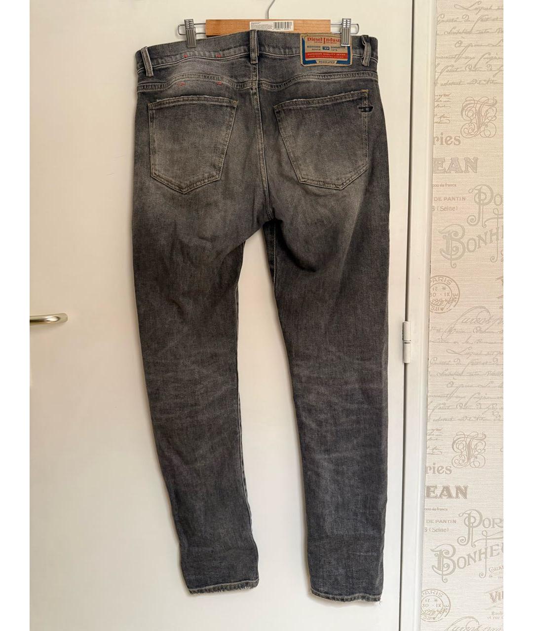 DIESEL Серые хлопковые прямые джинсы, фото 2