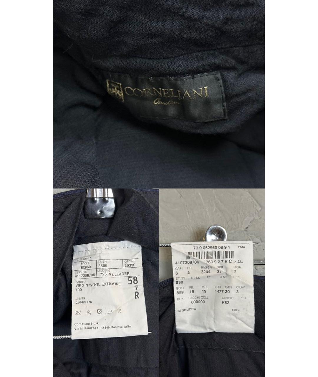 CORNELIANI Темно-синие шерстяные классические брюки, фото 8