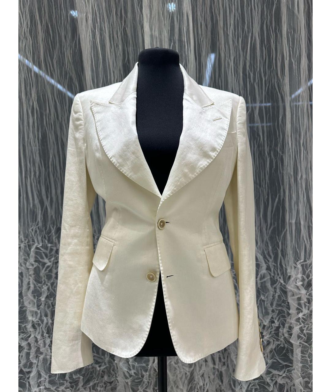 TOM FORD Белый льняной жакет/пиджак, фото 5