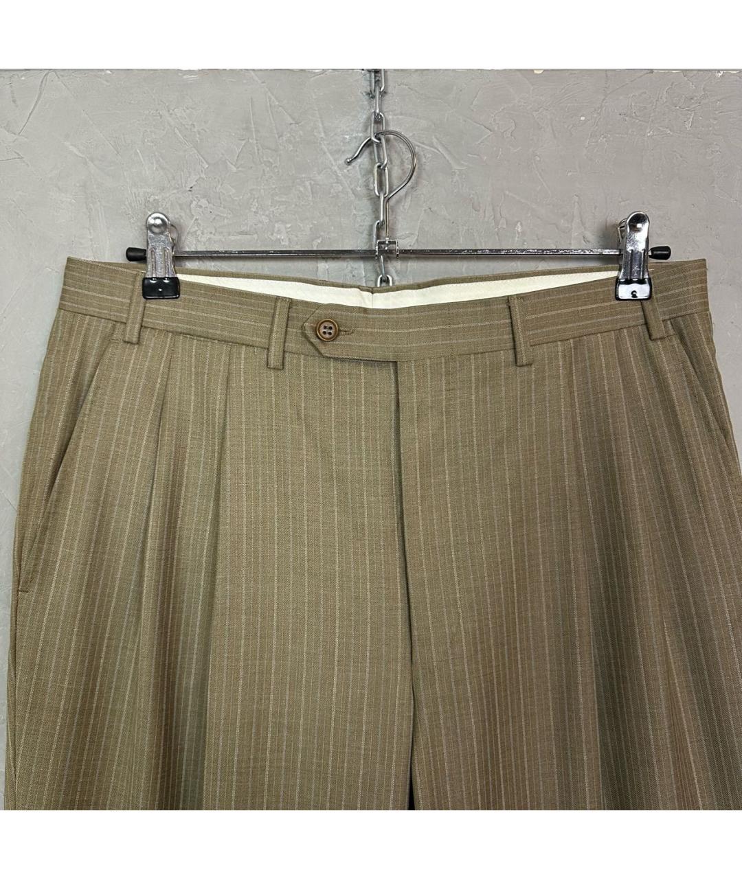 CANALI Бежевые шерстяные классические брюки, фото 5
