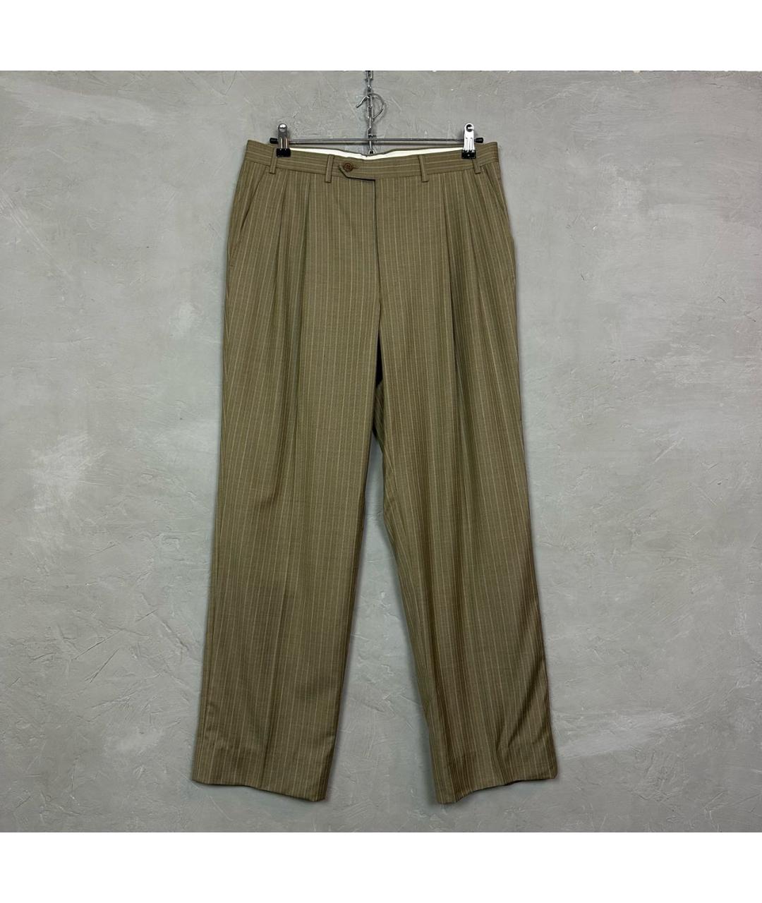 CANALI Бежевые шерстяные классические брюки, фото 9