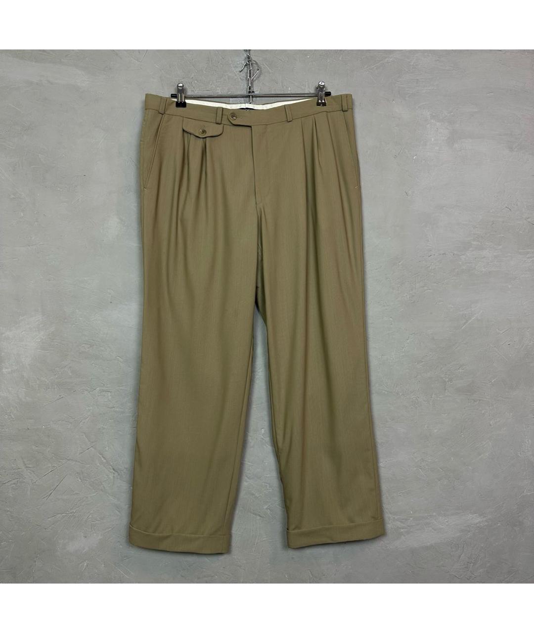 BURBERRY Бежевые шерстяные классические брюки, фото 8