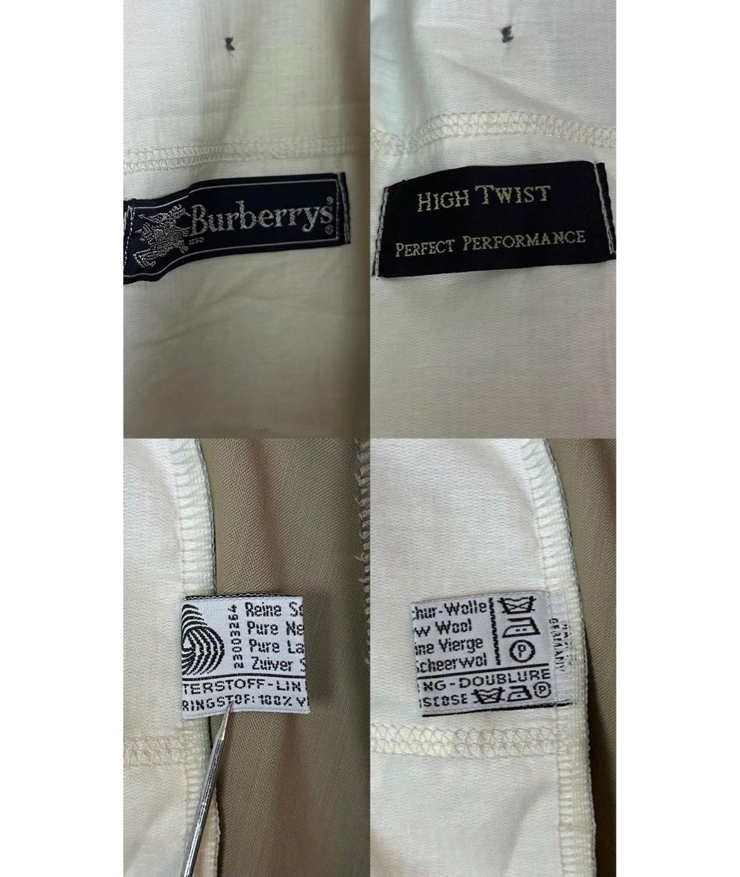 BURBERRY Бежевые шерстяные классические брюки, фото 7