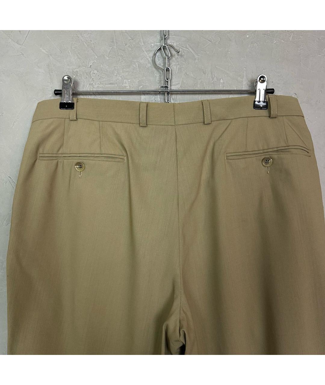 BURBERRY Бежевые шерстяные классические брюки, фото 3